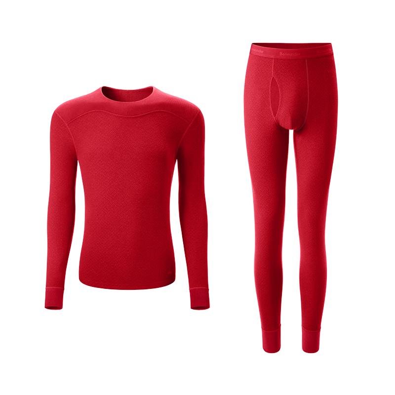

Beneunder Men s Festive Red Velvet-Lined Thermal Underwear Set 2XL