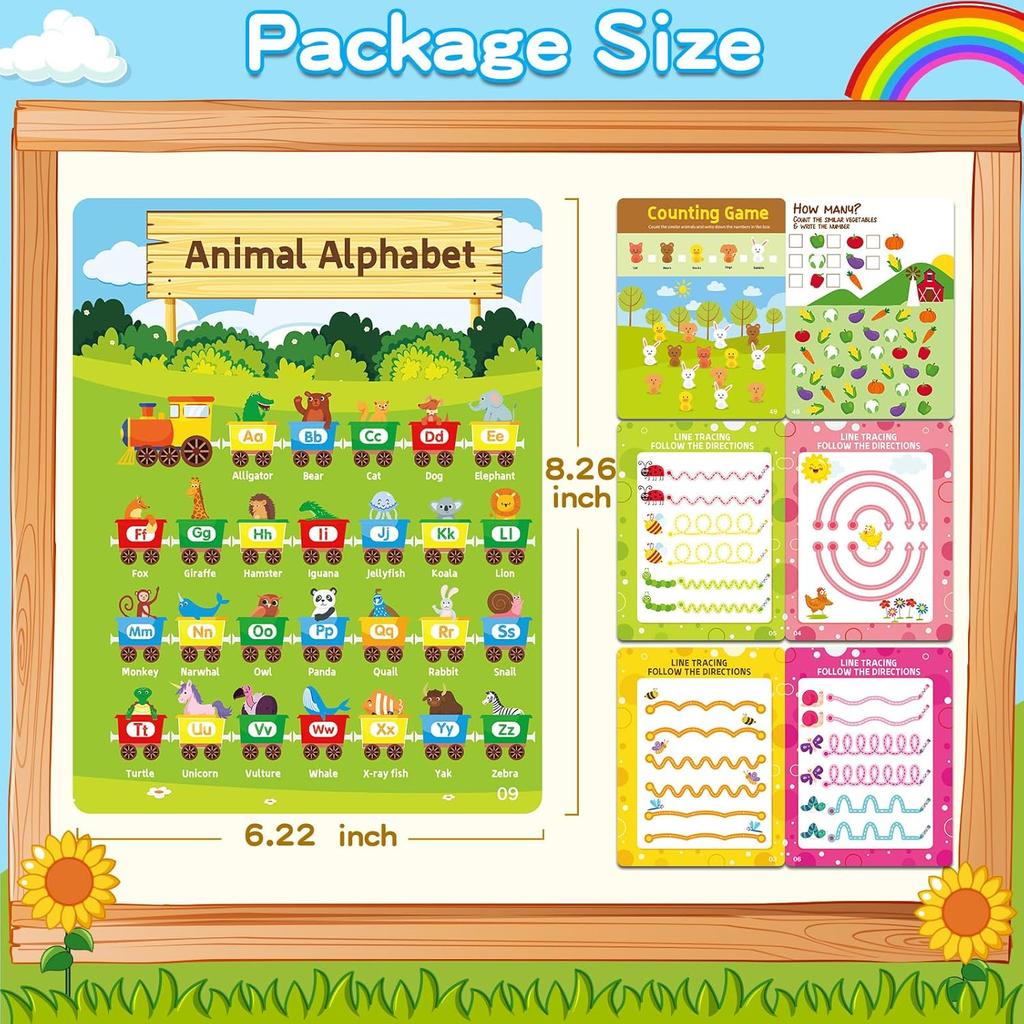 Preschool Learning Activities, 62 Pages Educational Workbook for Kids, Handwriting Practice, Montessori Toys, Autism Materials, Alphabet Learning,