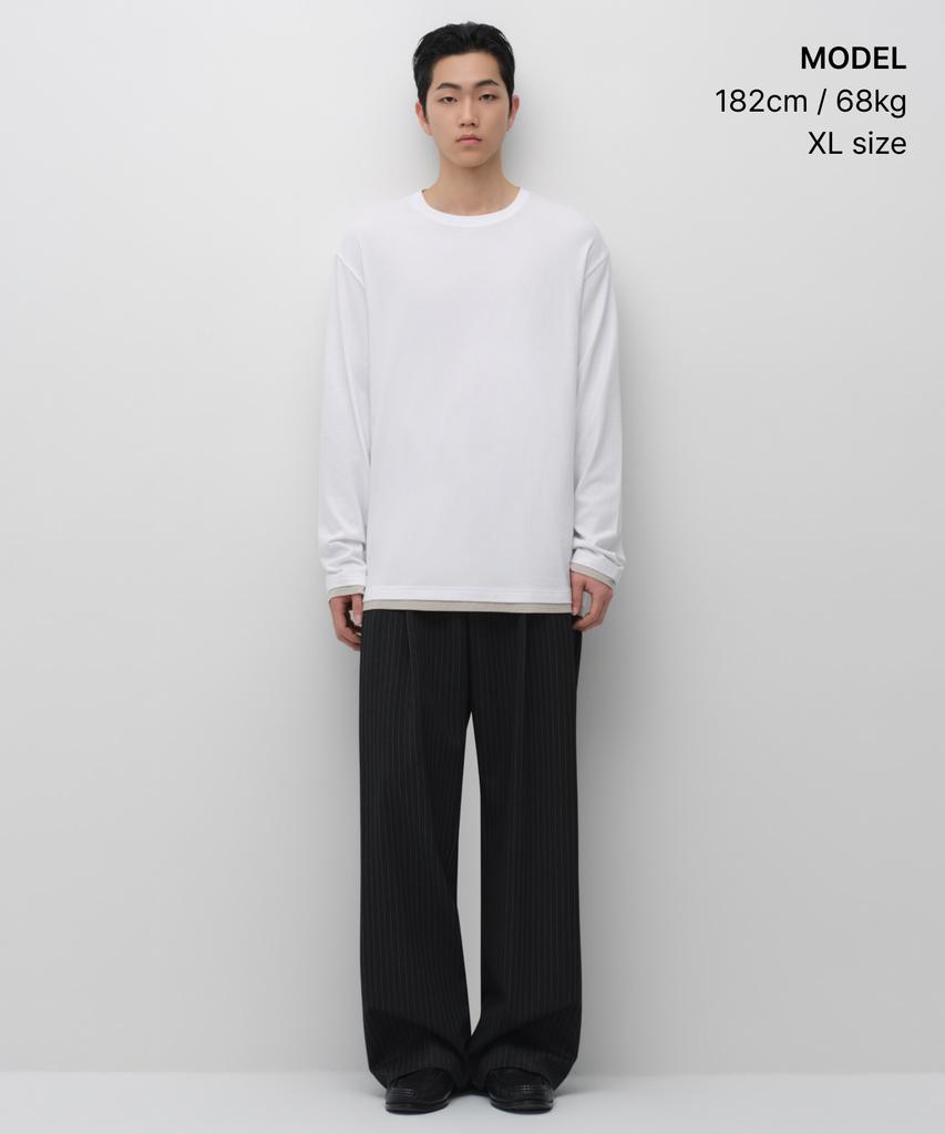 Musinsa Standard Cr Layered Hem Long Sleeve T-Shirt [White]