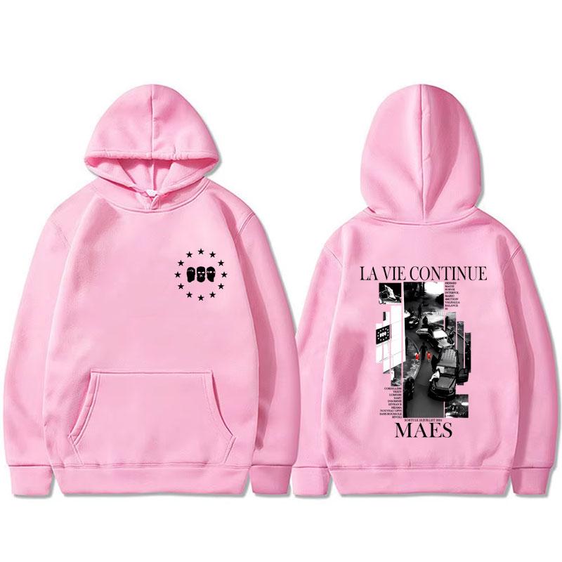 Rapper Maes La Vie Continue Album Grafik Hoodie Herren Damen Hip Hop Mode Popmusik Sweatshirt Herren Lässige Vintage Pullover