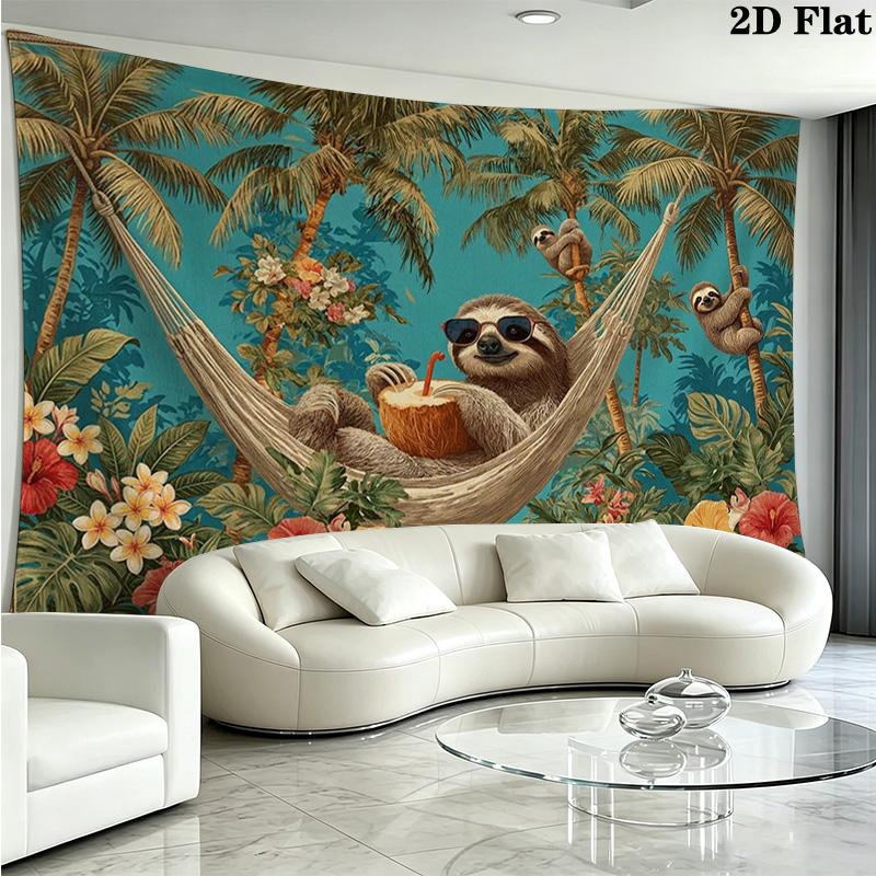 Sloths Wall Tapestry Aesthetic Wall Hanging Printed Fabric Blanket Decorative Tapestries for Bedroom Living Room Home Decor