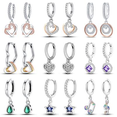 Hot Sale Classic Earrings 925 Silver Color Heart Shaped Irregular Hoop Earrings For Women Sparkling Zircon Luxury Fine Jewelry