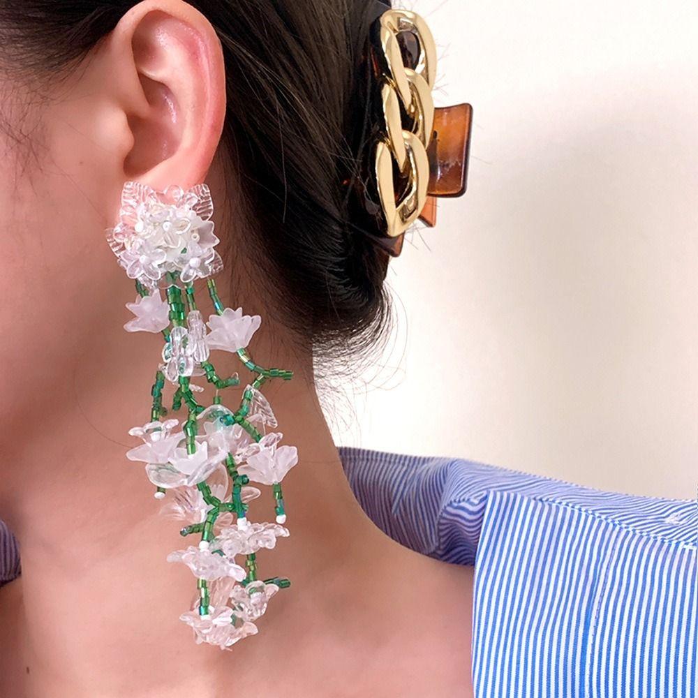 Beaded Beaded Tassel Earrings Rural Style Colorful Floral Earrings  Women