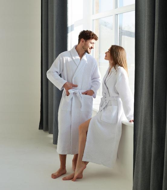 Women'S Bathrobe, Waffle Pattern, Long, Pockets, 100% Cotton, Quick-Drying, 3Xl