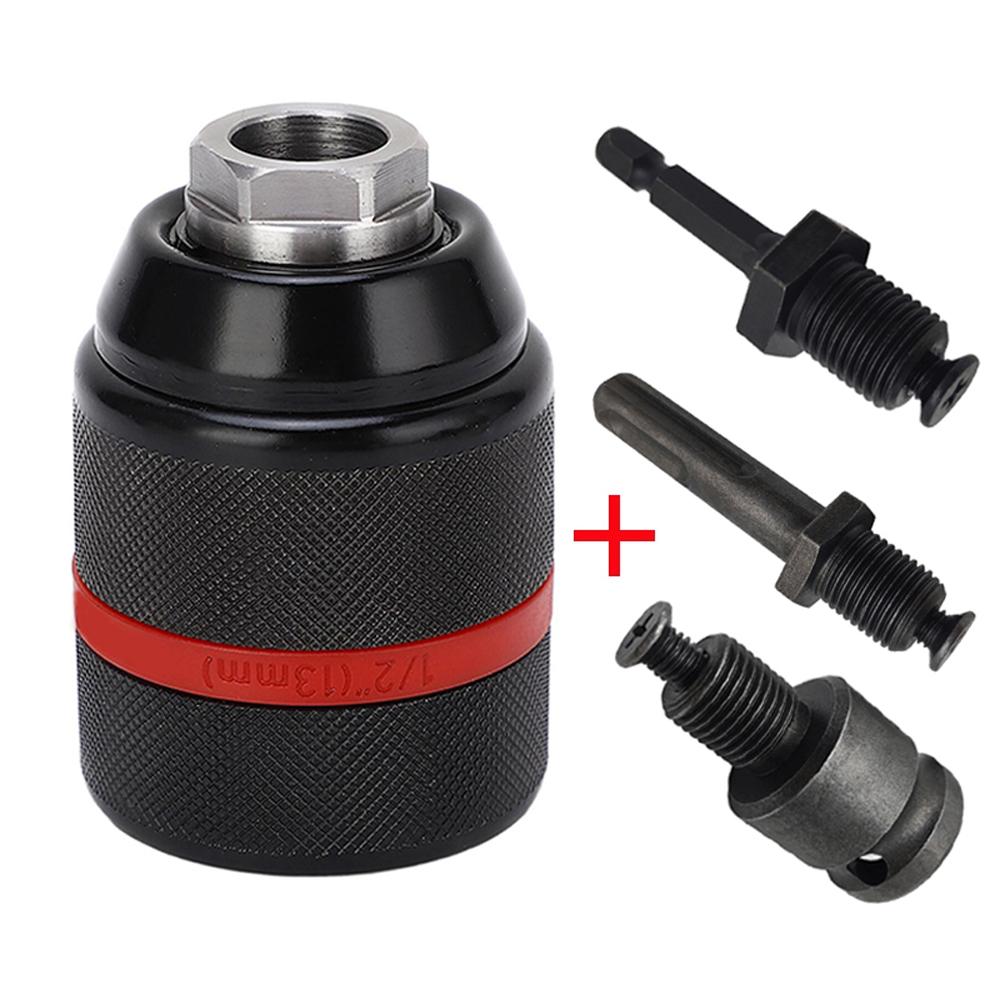 4pcs/set,New 2~13mm Ratchet Self-lock Drill Chuck,with Shank,1/2-20UNF Thread,Metal Keyless Chuck,for Bits Screwdiver Tap Socket Tire Chucks 1
