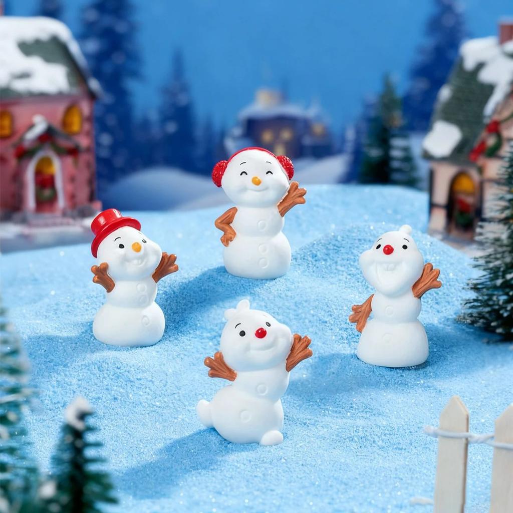 5/10Pcs Mini Snowman Figurines Cute Christmas Ornaments For Xmas Tree Decor Diy Fairy Garden Holiday Gift