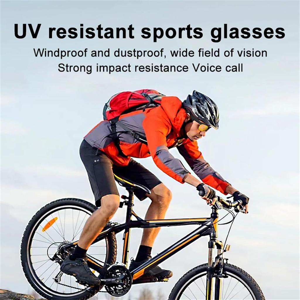 Bluetooth Audio Sunglasses | Smart Glasses with Play Music and Make Phone Calls for Cycling Camp Travel Sunbathing - Black