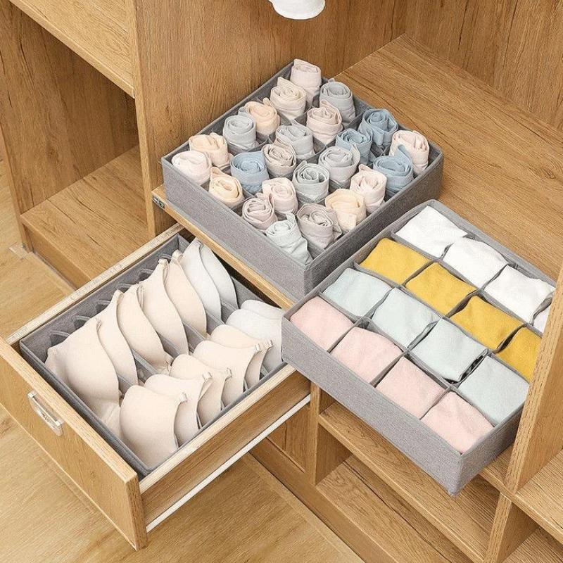 7/24 Grid Separated Compartment Sock Underwear Organizer Non-Woven Fabric Drawer Divider for Wardrobe Bedroom Home Storage
