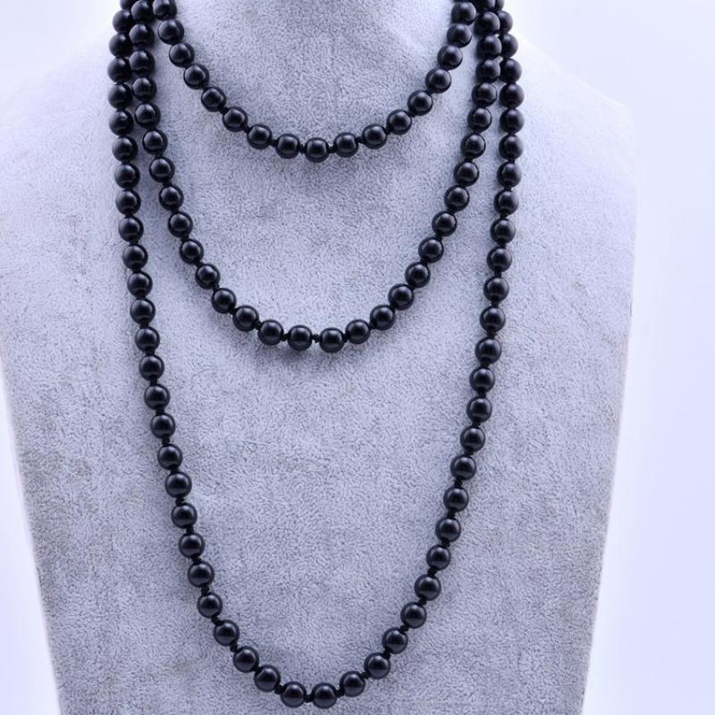 Glass Imitation Pearl Necklace Women's Simple Knotted Multi-layer Long Sweater Chain