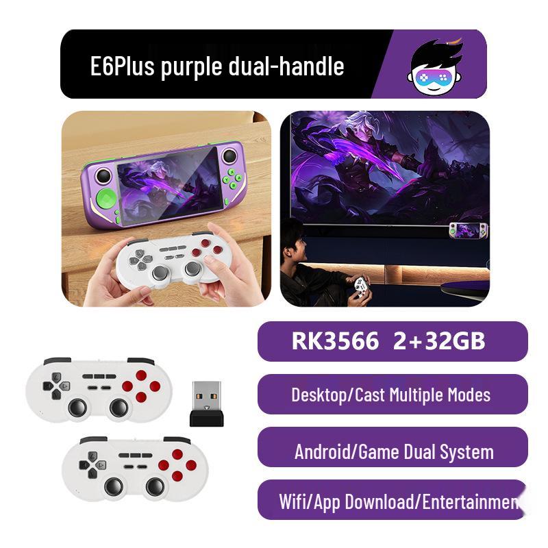 Console de jeu portable E6Plus Écran tactile HD 5", RK3566, Double système, Prise en charge WiFi et Screen Casting