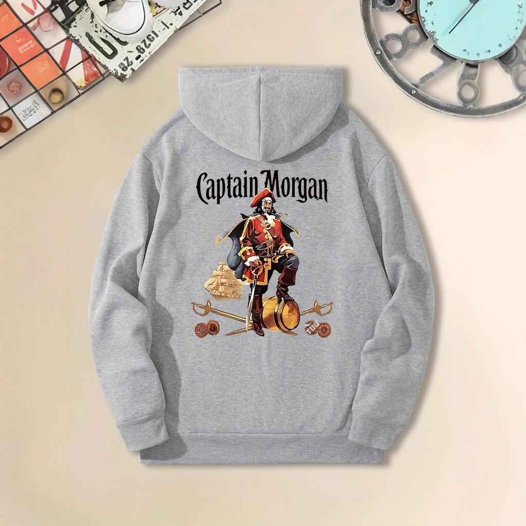 Men's Cozy Christmas Captain Print Hoodie Casual Stylis