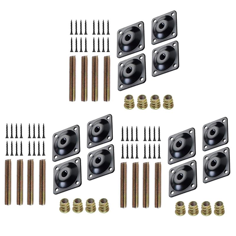 ABWR-12 шт. Монтажные пластины для ножек мебели, Пластины для крепления ножек дивана, Болты-вешалки M8, Винты, Адаптеры, Металлические пластины, Комплект кронштейнов