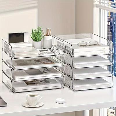 2pcs/Stackable Desktop Storage Box File Organizer Office Stationery Organizer, Desk & Drawer Organizer for Home Storage