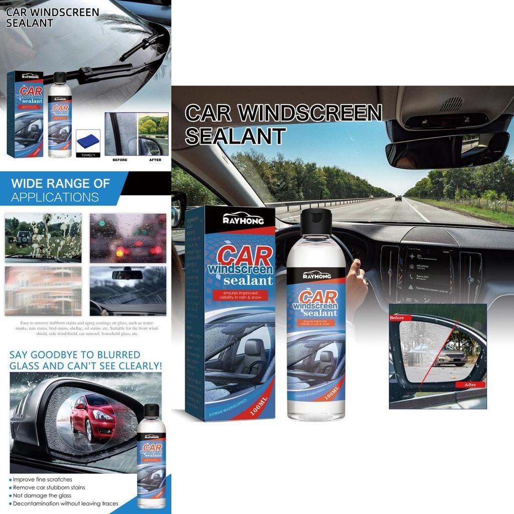 Rayhong Automotive Windshield Sealant Premium Windshield Cleaner Anti Fog And Water Resistant 100ml With Towel