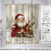 1pc Santa Claus Reindeer Print Waterproof Shower Curtain Bathe Partition with 12 Hooks for Privacy Protection Easy Installatio