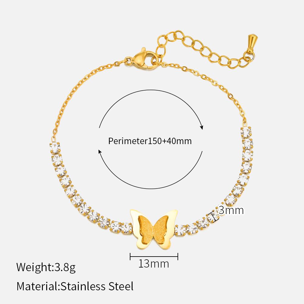Diamond Butterfly Clover Titanium Steel Bracelet Women Simple Fashion Versatile Jewelry