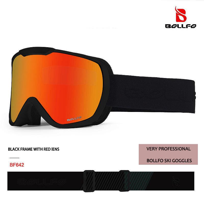 

New double-layer anti-fog ski goggles, windproof and snowproof blind snow goggles, warm protective goggles for adults, men and women Matte black frame with fu