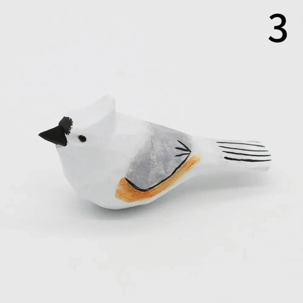 Creative Cute Wood Carving Bird Mini Carving Small Bird Ornament Handmade Painting Wooden Bird Figurine Tabletop