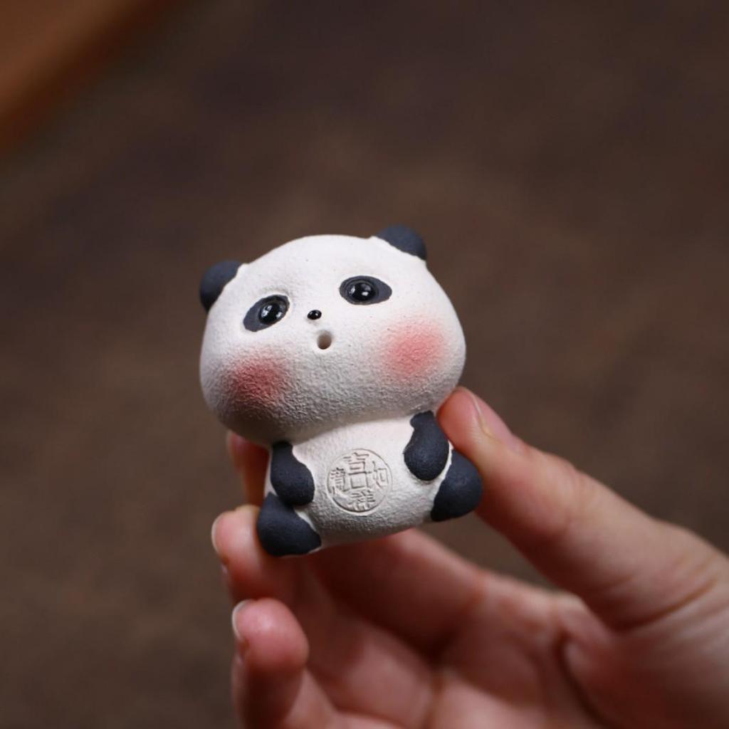 Exquisite Handmade Yixing Zisha Panda Tea Pet Incense Holder - Gongfu Tea Tray Ornament for Decoration