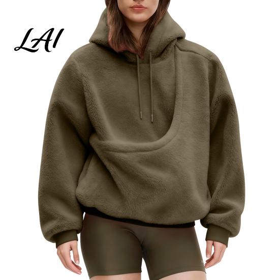 Pet Pouch Hoodie Women Sling Hoodie Oversized Hooded Sweatshirt with Kangaroo Animal Holder Top Pouch Dog Cat Fleece Pullover