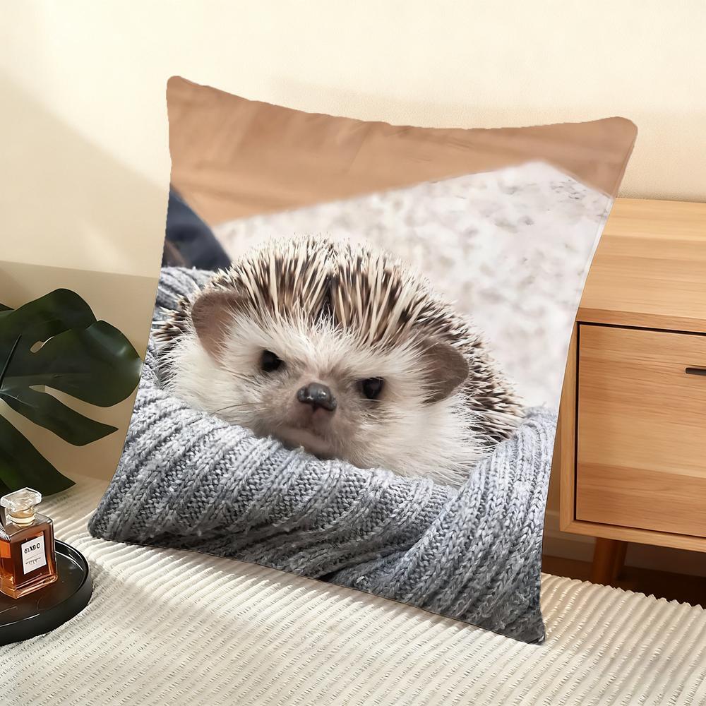 Cute Hedgehog Cushion Cover Soft Short Plush Pillow Cover Smooth Cozy Texture Aesthetic Cushion Case Home Decor