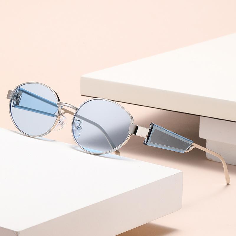 New Oval Metal-framed Sunglasses Are Fashionable, Fresh And Uv-resistant, Unisex Glasses 2426