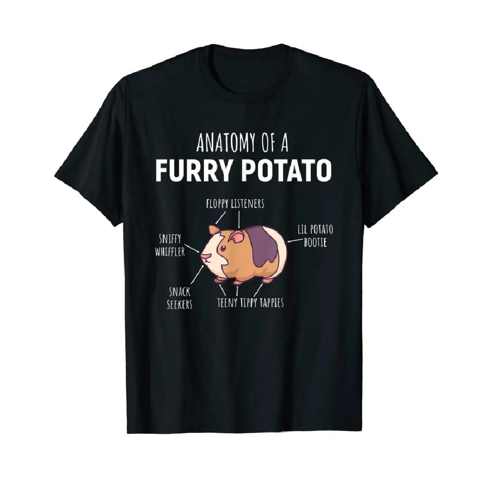 

100% Cotton Anatomy Of A Furry Potato Guinea Pig Lover Gift T-Shirt MEN WOMEN UNISEX T Shirts Size S-6XL XXXXXL чёрный