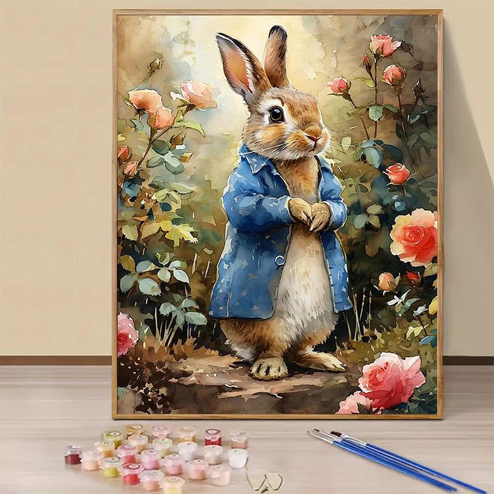 Modern 16x20 Inch Frameless Adult Paint-by-Number Kit Poppy Flower Canvas Painting Set with Brushes and Acrylic Paints
