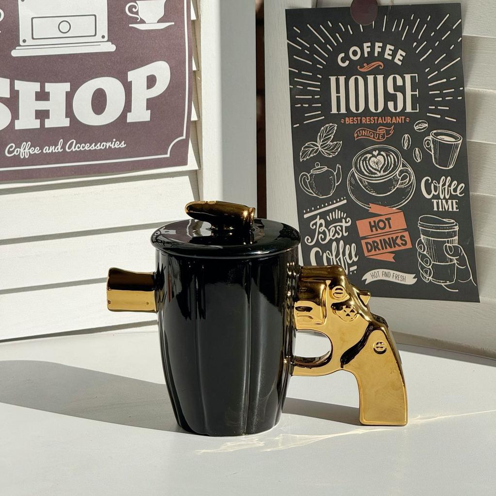 Revolverpistool beker keramiek explosiebestendig militaire stijl mok gepersonaliseerde vorm koffiekop grote capaciteit waterbeker voor vriend