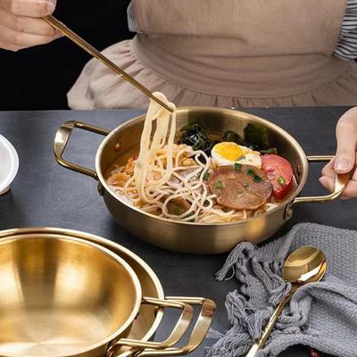 Korean Ramen Pot Instant Noodle Kitchen Cookware Stainless Steel Double Ear Pan Dry Pots