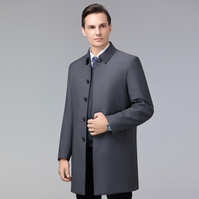 Cashmere coat men's mid-length windbreaker down liner thickened middle-aged dad men's woolen coat