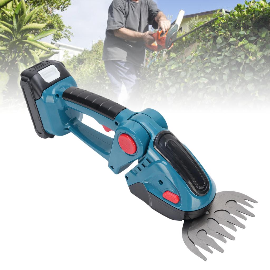 2 in 1 Cordless Hedge Trimmer Rechargeable Handheld Electric Grass Shear for Yard Garden Lawn