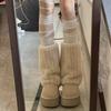 Iceland Schneestiefel für Damen mit erhöhter Innenhöhe, dicke Sohle, rutschfest, mittelhoch, flauschig, warm und aus Samt, Baumwollschuhe von Northeast