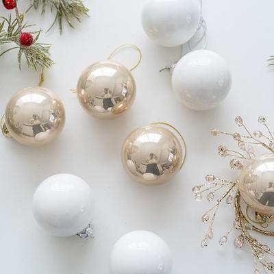 6er-Set Glas-Weihnachtskugeln Kreativer 6cm Weihnachtsbaum-Anhänger Zartes Wasserdichtes Hängendes Ornament Zuhause