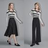 Women's Elegant Striped V-Neck Knit Top