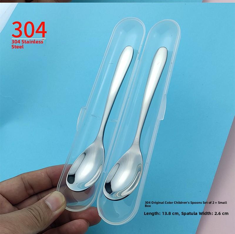 Newborn Baby Cerc Spoon Feeding Utensils 304 Stainl Steel Baby Food Puree Water Milk Poer Small round Spoon Cutlery