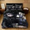 Black Butler Pattern Bedding Quilt Set Quilt Cover Pillowcase Home Birthday Gift(1 * duvet cover + 2 * pillowcase, without core)