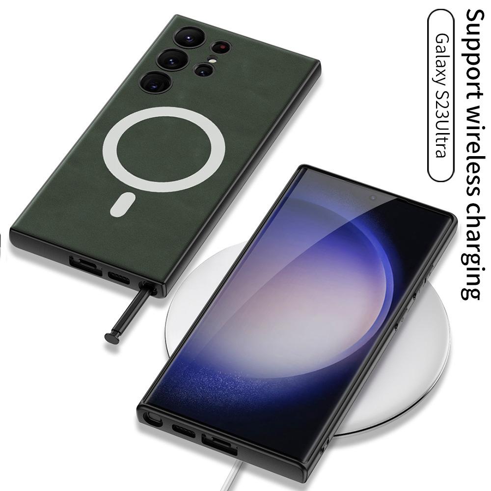 Suitable for Samsung S23ultra Mobile Phone Case S23plus Magnetic Absorbing Wireless Charging Frosted Skin Anti Fall S23 Protection Case