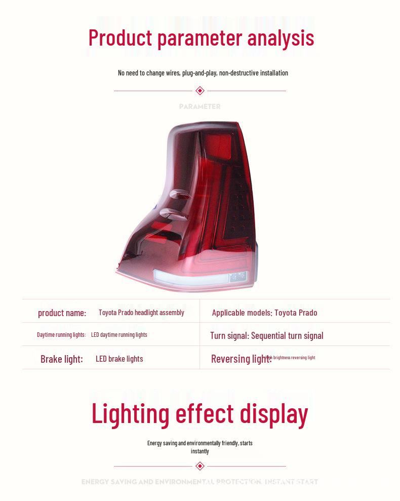 LED Sequential Turn Signal Taillights for 10-20 Toyota Prado