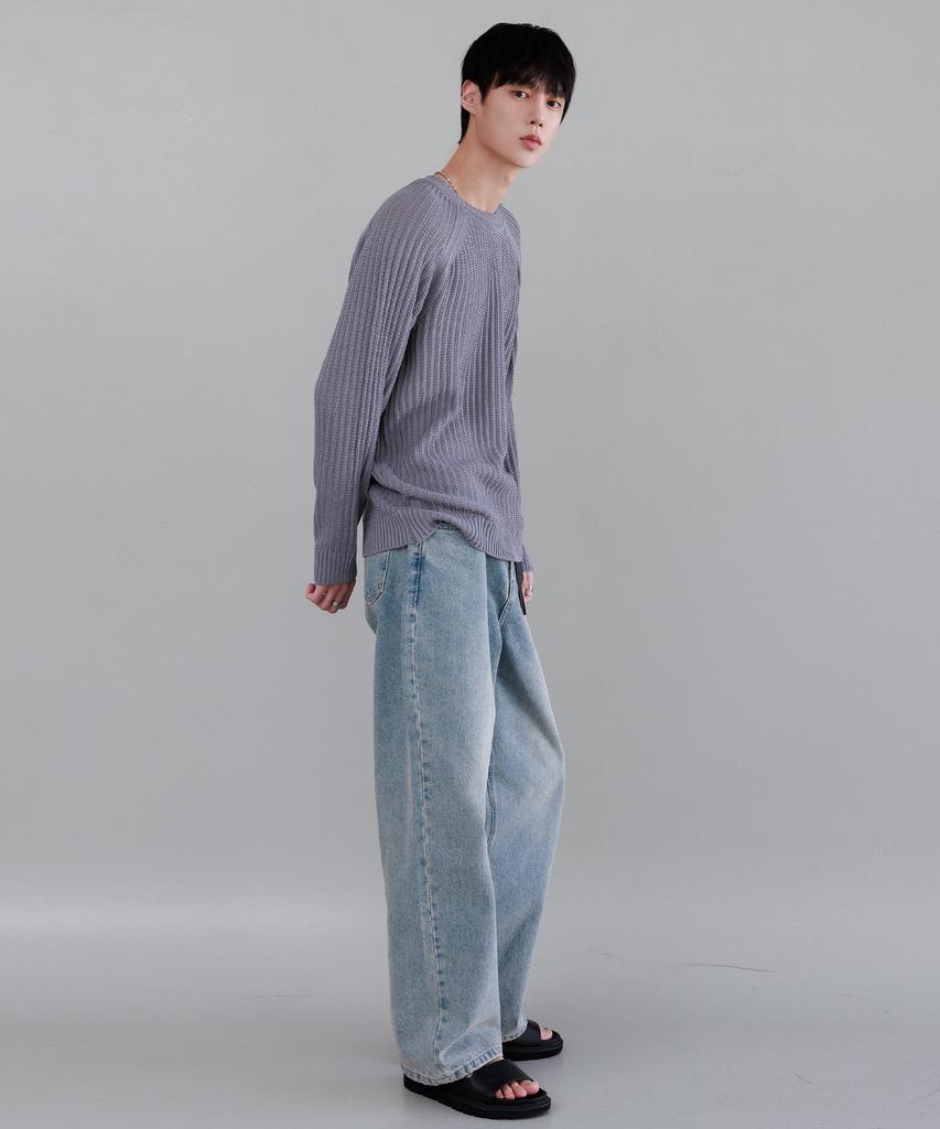 NODU Summer Light Loose Waffle Knit [Gray]
