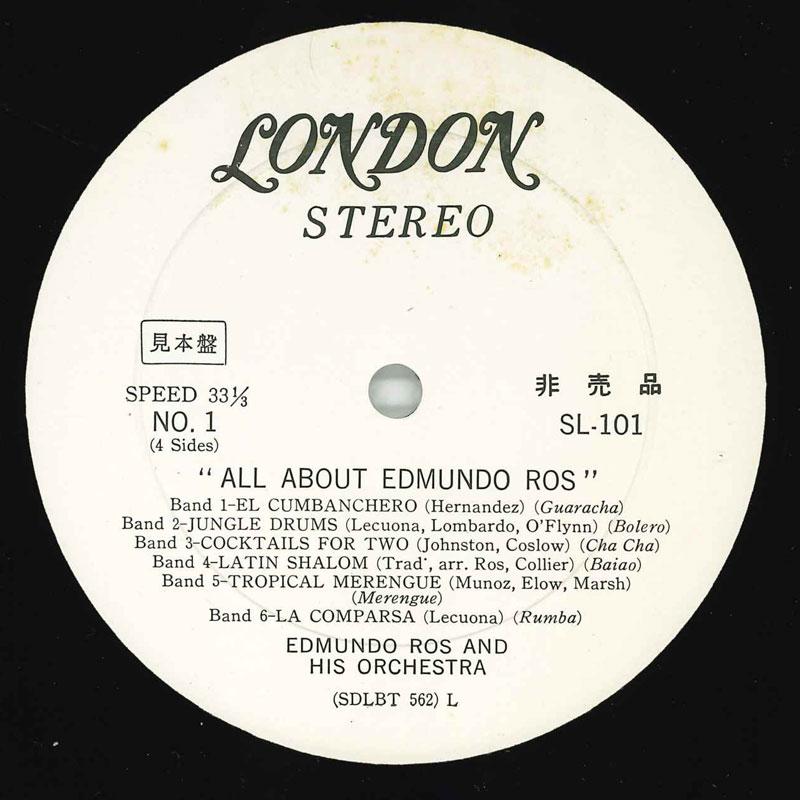 

Виниловая пластинка EDUMUND ROS HIS ORCHESTRA All About Edumund Ros SL101102 LONDON 1968 Япония Obi Латинская музыка Б/у