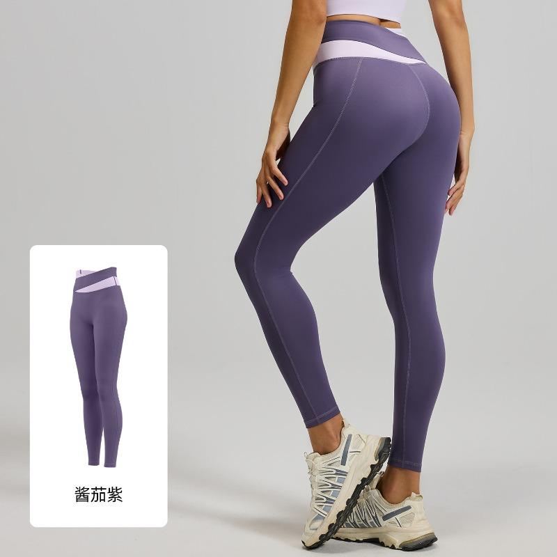Juyatang Nude Splicing Yoga Pants High Waist Hip Lift Fitness Elastic Fitness Trousers Running Sweatpants