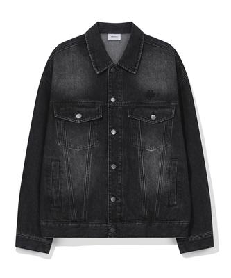 Beentrill Vintage Washed Denim Trucker Jacket (Black)