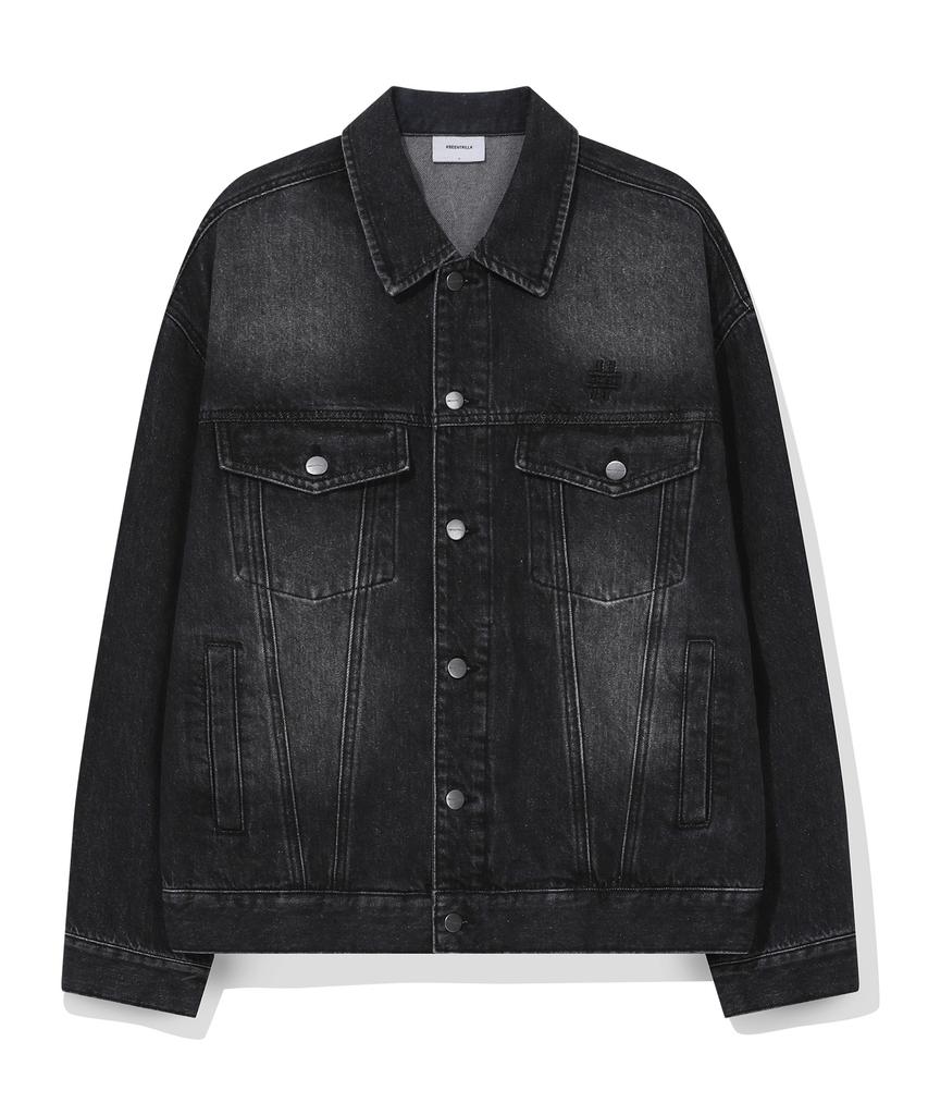 Beentrill Vintage Washed Denim Trucker Jacket (Black)