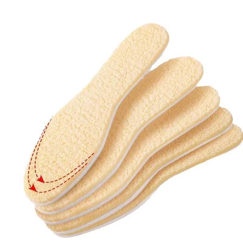 Adjustable Warm Insoles with Fleece and Thickened Lambskin Comfortable Cashmere and Cotton Insoles Snow Boots