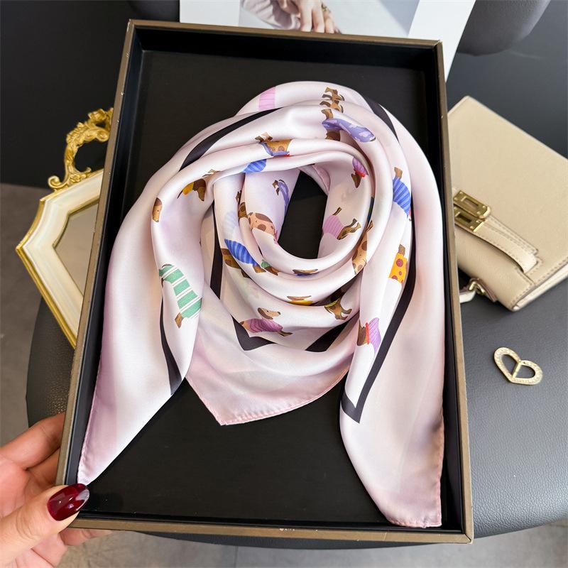 New puppy simulation silk printing silk scarf square scarf high-end shawl sunscreen neck professional scarf headscarf scarf