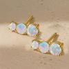 AAA White Opal Gemstone Gold Stud Earring, Ethiopian Opal Gemstone Stud Earring, October Birthstone Silver Earrings, Delicate Gift for Her