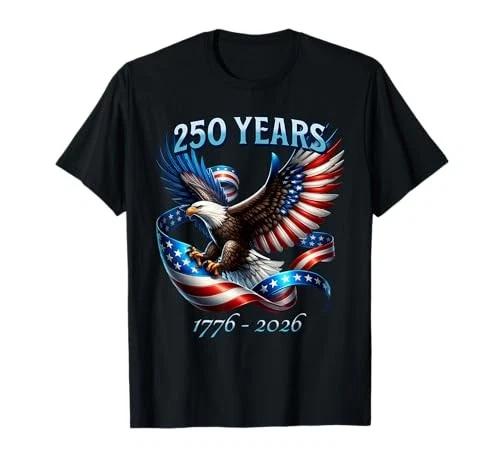 Patriotic Eagle and Flag 250 Years 1776-2026 T-Shirt M