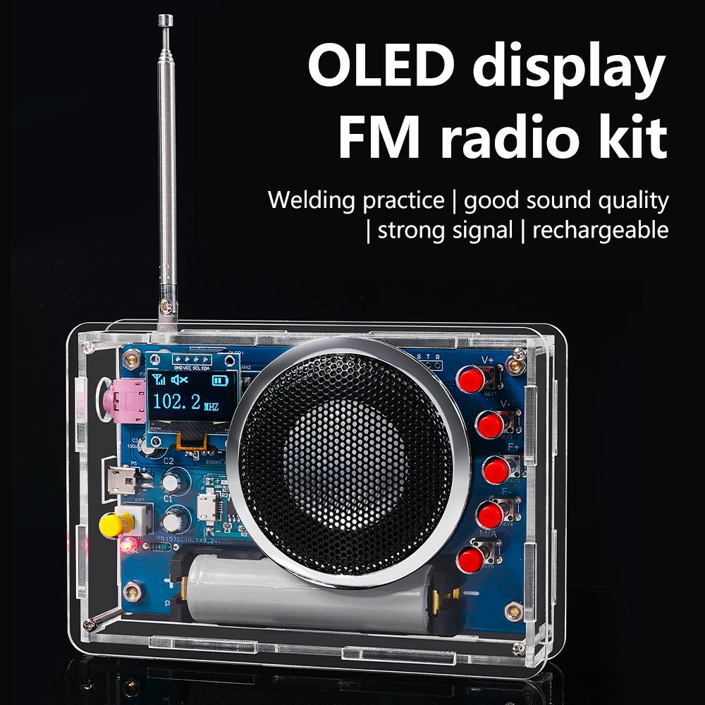 

RDA5807 Radio DIY Kit OLED-дисплей FM 87-108 МГц Радіомодуль Електронний зварювальний вузол із функцією автоматичного пошуку/зберігання