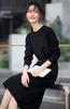Chubikime Long Sleeve Sweatshirt Crew Midi Solid Simple and Pullover Style with Hem Stylish and Perfect for and Casual Work Women's Dress, Neck,